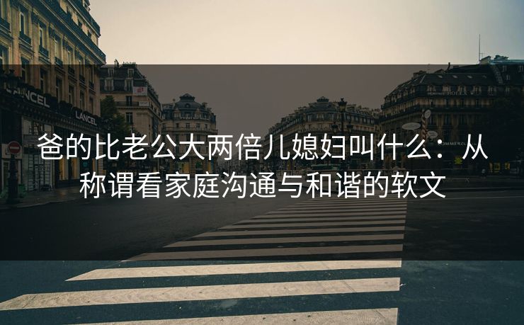 爸的比老公大两倍儿媳妇叫什么：从称谓看家庭沟通与和谐的软文