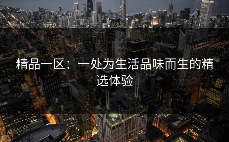 精品一区：一处为生活品味而生的精选体验