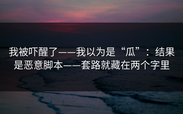 我被吓醒了——我以为是“瓜”：结果是恶意脚本——套路就藏在两个字里